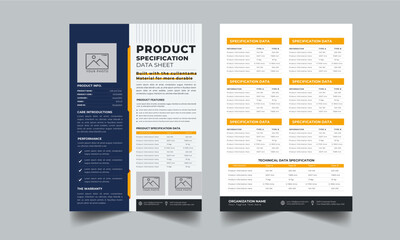 Product Specification Data Sheet, Technical Data Sheet layout template With 2 Style design concept