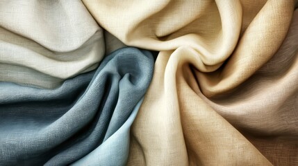 Fabric Swirls of Blue and Beige Material