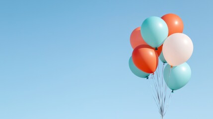 Colorful balloons against a clear sky.  Possible use  Birthday celebration, party, or other celebration