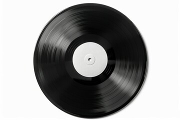 Obraz premium Black vinyl record on solid white background. Neural network AI generated