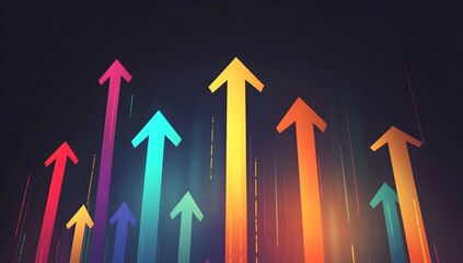 Vibrant Upward Trending Graph with Arrows Representing Growth and Success