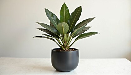 Fototapeta premium Cycas in Dark Ceramic Pot on Bright Uncluttered Background