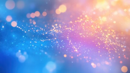 Abstract connected dots on bright blue background. Technology concept