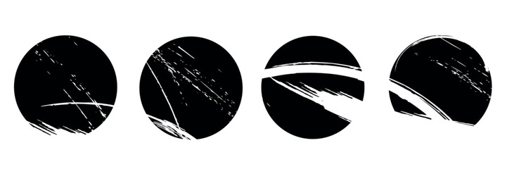 Black grunge round shapes. Brush strokes frames elements, frames for design. Vector isolated on white background.