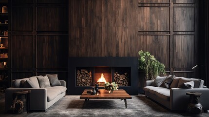 panels dark wood wall