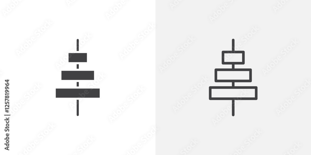 Poster align center icons vectors illustrations in black fill and liner versions