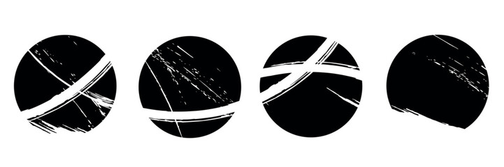 Black grunge round shapes. Brush strokes frames elements, frames for design. Vector isolated on white background.