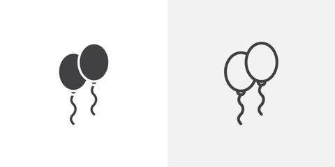 Balloons icons vectors illustrations in black fill and liner versions © Craft Studio