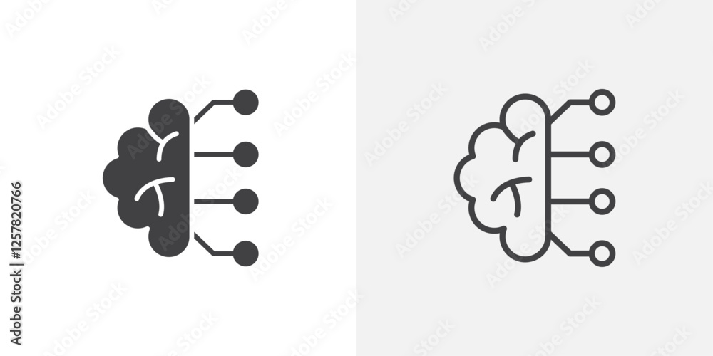 Poster Brain circuit icons vectors illustrations in black fill and liner versions