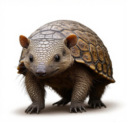 Fototapeta premium highly detailed and realistic nine-banded armadillo walking forward, isolated on a pure white background
