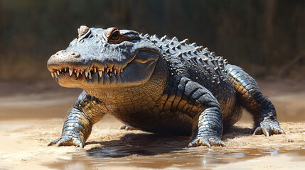 Obraz premium a large alligator is sitting in the water