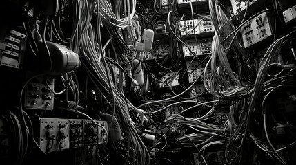 network data black and white