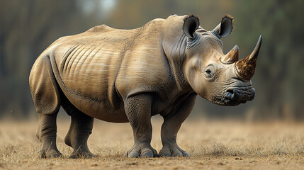 Fototapeta premium a rhino standing in a field