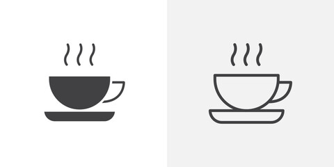 Coffee icons vectors illustrations in black fill and liner versions