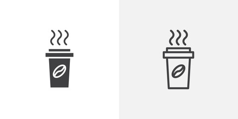 Coffee icons vectors illustrations in black fill and liner versions