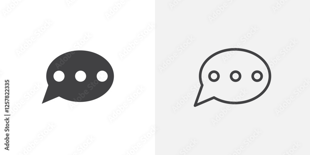 Poster comment icons vectors illustrations in black fill and liner versions