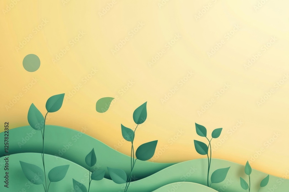 Poster upward flowing lines resembling growing plants on a calming background that encourages creativity an