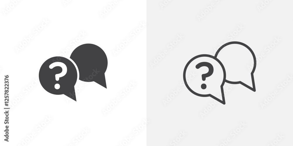 Poster comment question icons vectors illustrations in black fill and liner versions