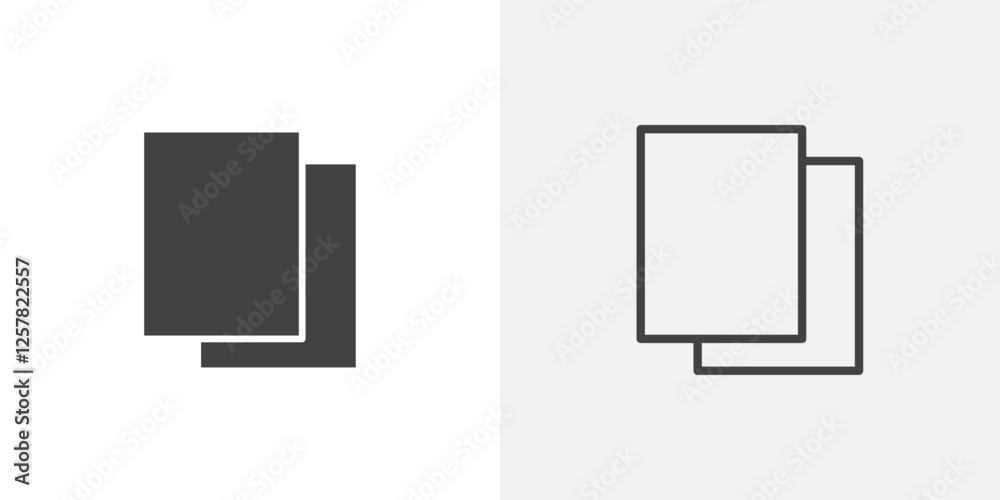 Poster copy icons vectors illustrations in black fill and liner versions