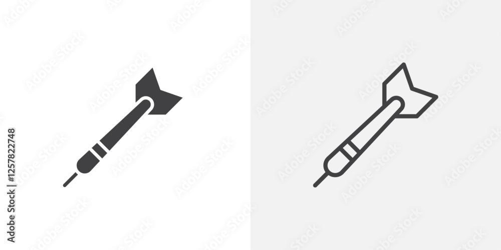 Poster dart icons vectors illustrations in black fill and liner versions