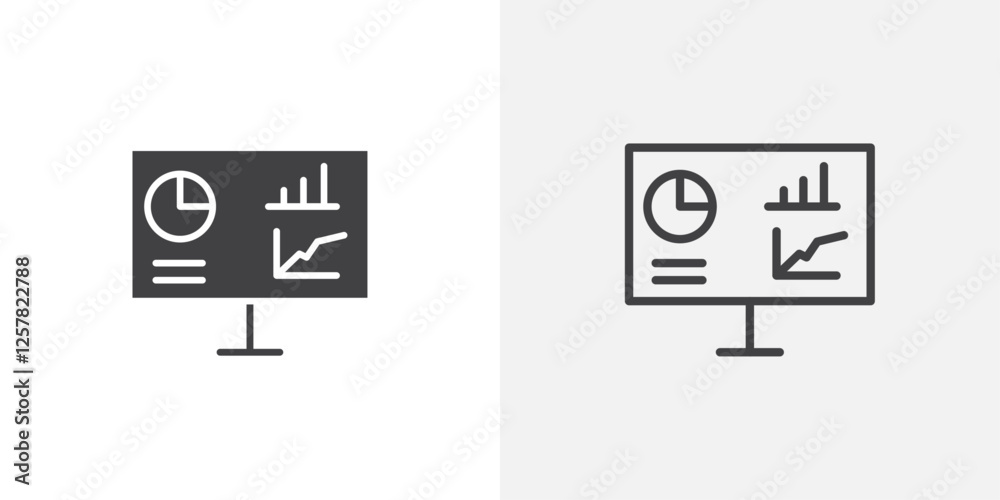 Poster dashboard icons vectors illustrations in black fill and liner versions