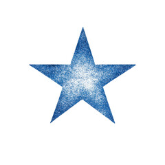 Fototapeta premium Blue star design with textured surface, white isolated background.