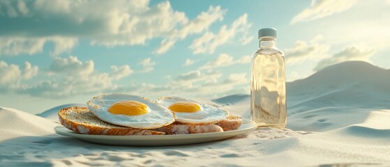 Obraz premium Sausage and Egg Breakfast Sandwich on a Plate