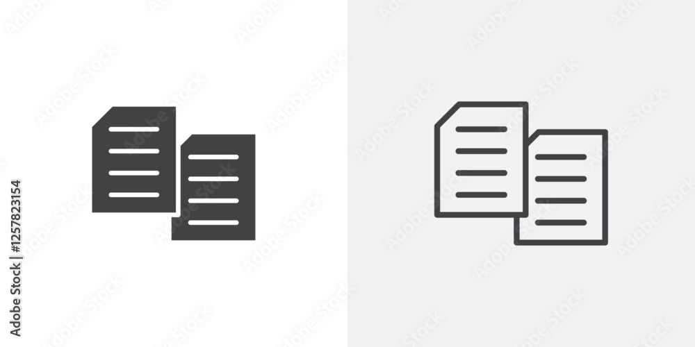 Poster duplicate icons vectors illustrations in black fill and liner versions