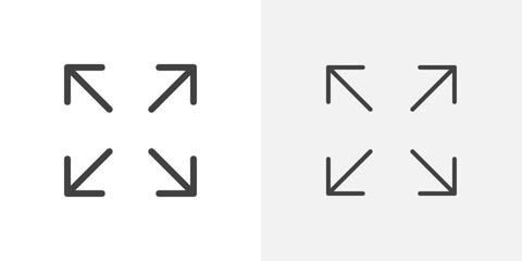 Fototapeta premium Expand arrows icons vectors illustrations in black fill and liner versions