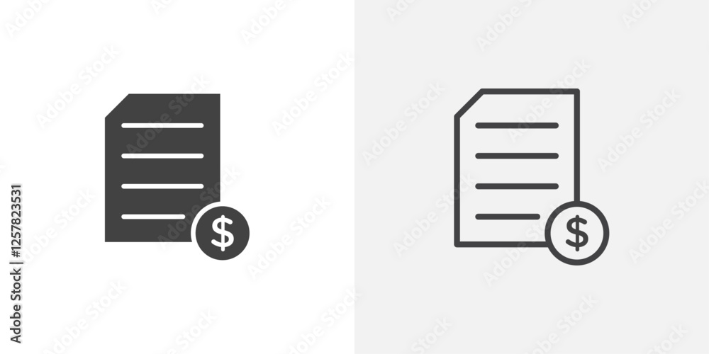 Poster file invoice icons vectors illustrations in black fill and liner versions