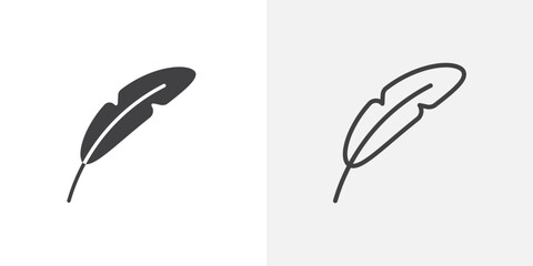 Feather icons vectors illustrations in black fill and liner versions