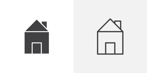Home icons vectors illustrations in black fill and liner versions