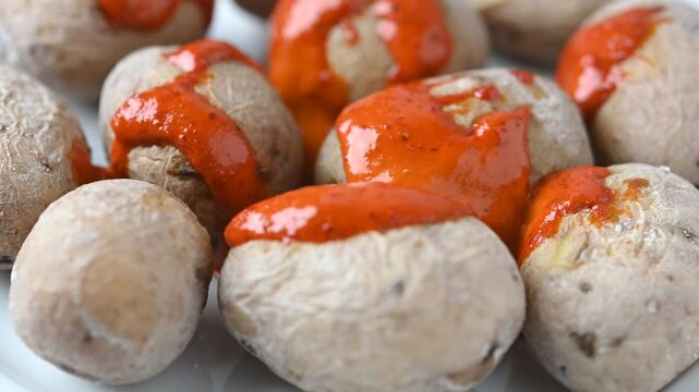 Papas arrugadas con mojo. Canary Islands potatoes.