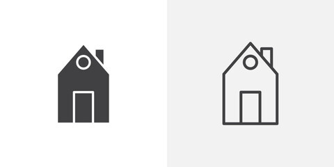House icons vectors illustrations in black fill and liner versions