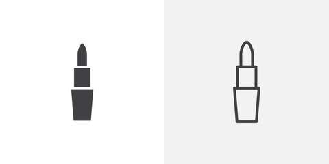Lipstick icons vectors illustrations in black fill and liner versions