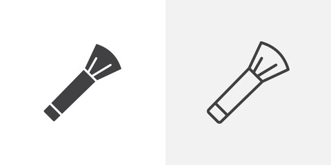 Makeup brush icons vectors illustrations in black fill and liner versions