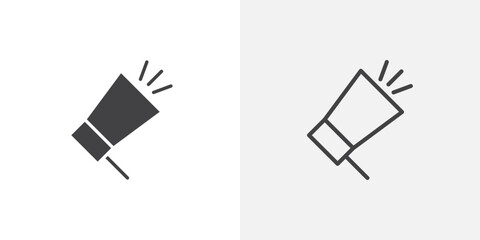 Megaphone icons vectors illustrations in black fill and liner versions