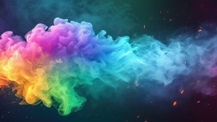 Colorful, abstract smoke swirling in vibrant hues, creating a dynamic and ethereal visual effect