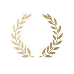 Gold laurel wreath design, white isolate background.