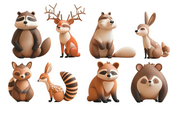 Naklejka premium Cute Cartoon Forest Animals