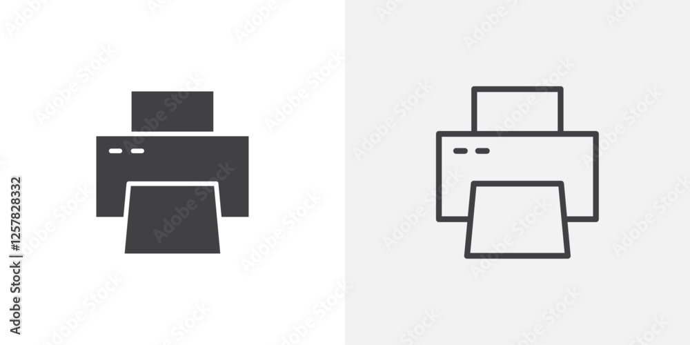Poster print icons vectors illustrations in black fill and liner versions