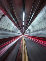 Obraz premium Long exposure taken in the Fort McHenry Tunnel, Baltimore, Maryland.