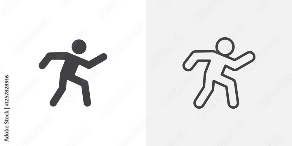 Poster Running icons vectors illustrations in black fill and liner versions
