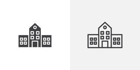 School icons vectors illustrations in black fill and liner versions