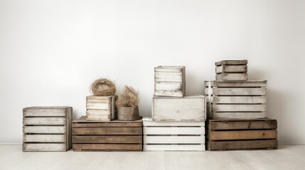 crates wood white background