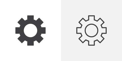 Settings icons vectors illustrations in black fill and liner versions