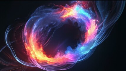 Obraz premium Vibrant abstract swirl with colorful light, representing energy and creativity in digital art