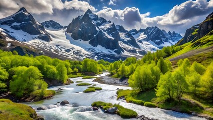 Fototapeta premium Majestic Mountain River Landscape