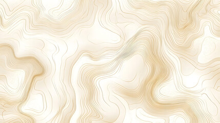Abstract Gold Topographic Lines on Beige Background Elegant Modern Art Print