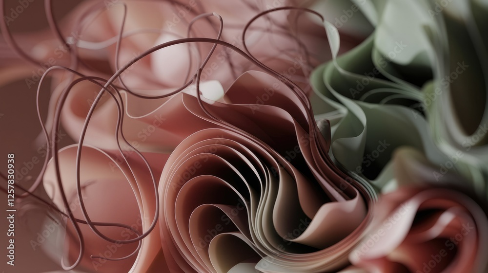 Poster Abstract image of swirling, layered pastel fabrics creating a dynamic and visually appealing composition.